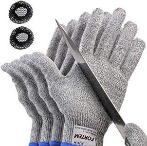 FORTEM Cut Resistant Gloves, 4 Gloves, Level 5 Protection Cutting Gloves For Oyster Shucking, Kitchen Work Gloves for Chefs, Food Grade, EN388 Certified (Medium)