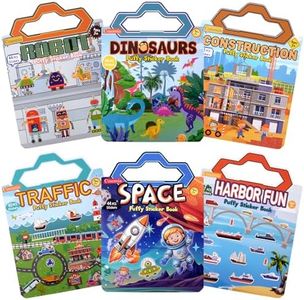 6 Pack Reusable Puffy Sticker Books, 250Pcs Kids Activity Stickers Ages 3+