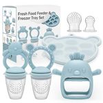 CLDY Silicone Teething Mitten for Babies with Baby Fruit Food Feeder & Freezer Tray Set, BPA Free Infant Teething Relief Toy for 3 Month+ Toddler Teething & Infant Self Feeding