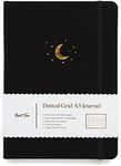 Yop & Tom Dotted Journal Notebook A5 - Moon and Stars - With Extra Thick Paper (160 GSM) - Bullet Grid Journal (Charcoal)