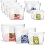 Annaklin Reusable Storage Bag, 8 Pack 100% Silicone Food Storage Bags Stand Up Silicone Zip Lock Bags for Food Container, Freezer Microwave Oven Dishwasher Safe, 4 Large 2 Medium 2 Small, Translucent