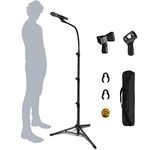 Mic Stand Boom Microphone Stands Tripod Gooseneck mic arm stand Height Adjustable 3'- 6' with Mic Clips and 3/8" - 5/8" Adapter Microphone stand for Singing