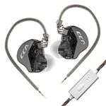 CCA CRA Earbuds, in Ear Monitors Headphones IEM with Ear Tips Clear Sound Super Bass, Professional Wired in Ear Earphones on Stage for Band Musician Singer Audiophile Audífonos (Black, with mic)