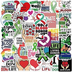 Donate Life Stickers |50 Pcs Blood Organ Donation Waterproof Vinyl Decals for Hardhat Notebook Water Bottles Laptop Luggage Cup Mobile Phone Skateboard Decor