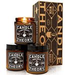 CANDLETHEORY Scented Man Candle Gift Set with Crackling Wood Wicks - 3 Scents - Warm Tobacco, Smoked Suede, and Fresh Shave - Candles for Men - Man Cave Stuff