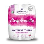 Slumberdown Sleep Soundly Mattress Topper Double Bed - Soft & Non-Slip Mattress Cover Ideal for Caravan, Campervan, Guest Sofa Bed Reviver - Comfortable, Machine Washable, Hypoallergenic (135 x 190cm)