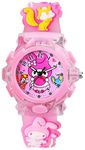 PAPIO Children Pink Color Analog 7 Color LED Light Cute Cartoon Character Kids Watch for Girls and Boys (Pink Melody)