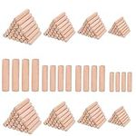 500 PCS Wooden Dowel Pins Wood Dowels Assorted Sizes Fluted Wood Dowels Pins Assorted Kit Hardwood Crafts Dowel Pegs Wooden Dowel Rods Assorted