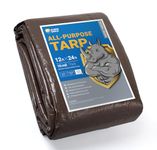 GUARD SHIELD Tarps Heavy Duty Waterproof 12x24 Feet Brown/Bright Silver Poly Tarp Cover Square Outdoor Thick UV Resistant Tarpaulin with Grommets 10mil