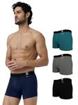 XYXX Men Cotton Trunk, Regular Fit, Solid, Pack of 4, XYTRNK4PCKN55M, Black Iris+Legion Blue+Frost Grey+Black, M