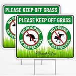 2PC No Poop or Pee Dog Sign with Stakes, 12 Inches by 9 Inches - Corrugated Plastic - Keep Dogs Off Lawn - Curb Your Dogs Grass Lawn Yard Repellent