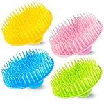 COBBEN 4Pack Hair Scalp Exfoliator Brush Dandruff Cleaning Brush, Flexible Scalp Massager Brush, Shower Scalp Shampoo Brush for Home, Office, Travel and Pets（Flexible Blue/Pink/Orange/Green）