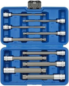 EMENTOL 10PCS 3/8" and 1/2" Drive Extra Long XZN Triple Square Spline Bit Socket Set, CR-V, S2 Steel, 5.9" Length Bit Socket Set, M4 - M16, MT14 - MT18