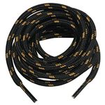 B&Q 3 Pairs Heavy Duty Round Boot Laces Shoelaces for Hiking Walking Construction Safety Work Boots Shoes, Black Yellow Brown Spot, 63" (160cm)