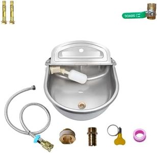 Boajf Automatic Water Bowl for Dogs 3 Gallon with Drainage System, Auto Water Dispenser with Float Valve, Livestock Trough with Hose Connector, Wall Mounted Outdoor Waterer for Goat, Cattle, Chicken