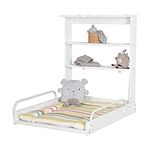 Roba Wall Changing Rack - Folding Changing Rack for Wall mounting - Changing Table with Changing mat 'Jungle Baby' - White Wood