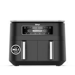 Ninja Foodi Dual Zone Digital Air Fryer, 2 Drawers, 7.6L, 6-in-1, Uses No Oil, Air Fry, Max Crisp, Roast, Bake, Reheat, Dehydrate, Cooks 4-6 Portions, Non-Stick, Dishwasher Safe Baskets, Black AF300UK