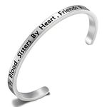 FEELMEM Cousin Gift Cousin Bracelet Cousins by Blood Sisters by Heart Friends by Choice Cuff Bangle Bracelet Cousin Jewelry Gift for Cousins (Silver)