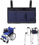 NEPPT Wheelchair Bag Walker Pouch for folding walker Electric Wheelchair Side Bag Scooter Power Chair Accessories Mesh Storage Organizer with Phone Holder for The Armrest Travel Saddle Bag (Dark Blue)