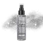 1PCS Glitter Spray, Body Glitter Spray for Hair Skin Face Clothes, Quick-Drying Shimmer Sparkle Powder Hairspray for Stage Makeup, Festival Rave & Party, Silver