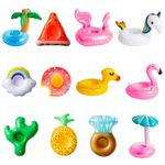 JAPBOR 12Pack Girl Dolls Swim Accessories, Swimming Pool Floaties Inflatable Drink Holder Set, Kids Pool Toys Summer Cup Coasters Supplies for Swim Beach Baby Show Party