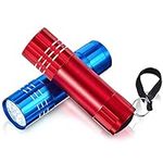 Riakrum 2 Pcs Mini Pocket Torch Small Handheld Torches Kids Led Flashlight 3 Inch Waterproof Pencil Torch with Lanyards for Camping Hiking Outdoor, Batteries with Insulation Card Included (Blue, Red)