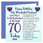 Husband 70th Happy Birthday Card - Lots Of Love To The Best Husband In The World - 70 Today