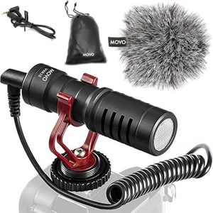 Movo VXR10 Universal Shotgun Mic for Camera - Camera Microphone for DSLR, iPhone and Android Smartphones - Compatible with Canon EOS, Nikon, and Sony Cameras - with Shock Mount, Deadcat Windscreen