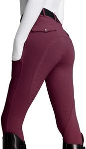 FitsT4 Sports Women's Fleece Horse Riding Pants Burgundy XX-Large