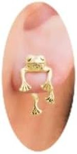 Gold Frog Earrings for Women Girls Vintage Frogs Shaped Stud Earrings Weird Frog Earrings Cute Animal Earrings for Teens Girls Frog Jewelry Gifts for Women Girls, Metal, No Gemstone