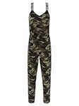 Freebily Womens One Piece Camouflage Print Activewear Jumpsuit Sleeveless Gym Yoga Sportswear Bodysuit Brown Camouflage S