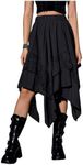 Verdusa Women's Plus Size Goth Skirts Renaissance Fairy Witchy Skirts Contrast Lace Layered Skirts Black 4X-Large Plus