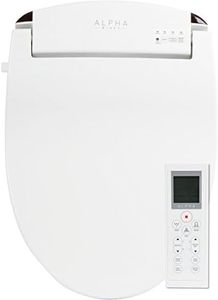 ALPHA BIDET JX Elongated Bidet Toilet Seat, White, Endless Warm Water, Rear and Front Wash, LED Light, Quiet Operation, Wireless Remote, Low Profile Sittable Lid, 3 Year Warranty (Elongated)