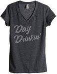 Thread Tank Day Drinkin Drinking Women's Relaxed V-Neck T-Shirt Tee 2X-Large