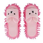 Liitrton 1 Pair Detachable Mop Slippers Shoes Microfiber Chenille Soft Comfortable Dust Dirt Hair Cleaner (Pink)