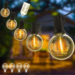 Yuusei Festoon Lights Outdoor String Lights Mains Powered 60M, 200FT Globe Garden Lights with 100+4pcs LED Shatterproof Bulbs, Waterproof Outside Lights for Patio Backyard Terrace Party