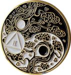 RecoveryChip 2 Year AA Medallion Sakura Tree Cherry Blossom Ying Yang Black and White Serenity Prayer Medallion