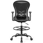 Primy Drafting Chair Ergonomic Tall Office Chair, High Back Breathable Mesh Desk Chair with Adjustable Footrest Ring Lumbar Support 2D Armrests, Executive Swivel Comfy Task Chair for Home Work Art