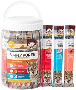 Wild Eats Simply Puree Variety Tub for Cats | 48 Individual Servings of All-Natural, High-Protein Puree Treats | Includes Multiple Flavors | Grain-Free, No Artificial Additives, Smooth Texture