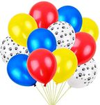 Holicolor 12inches 100pcs Colorful Latex Paw Print Balloons with Balloon Clips for Paw Party (Red Yellow Blue Dog Paw)
