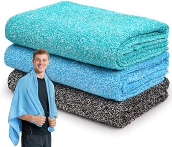 SOOWASH Microfiber Gym Towels for Showering Working Out Quick Dry Remove Bacterias Large Sizes Lightweight Gym Towel for Men Women Tennis Sports Towels for Body Hot Yoga 27 X 55 inch Black/Green/Blue
