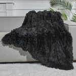 GONAAP Faux Fur Throw Blanket Super Soft Cozy Plush Fuzzy Shaggy Blanket for Couch Sofa Bed (Black, Throw(50"x60"))