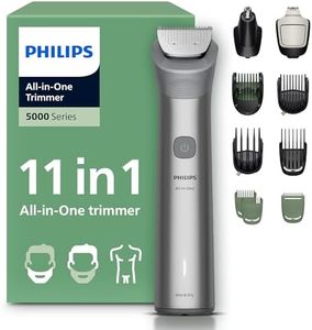 Philips Multigroom 5000 Series All-in-One 11-Piece Trimmer - Shaver and Clipper for Beard, Nose, Hair, and Body, Self-Sharpening Full Metal Blades, 17 Length Settings (0.5-16 mm), Model MG5951/15