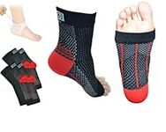 Plantar People - Plantar Fasciitis Socks 2 PAIRS, With Silicon Gel Heel Sleeve pads, Foot Compression for Sport Arthritis Pain Relief, Ankle Support Brace for Men and Women Black