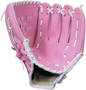 ZYYRSS Baseballhandschuh Sportschlaghandschuhe mit weichen, soliden PU-Lederverdickungskrügen Softballhandschuhe für Jugendliche Erwachsene, linker Handschuh für Rechtshänder (Rosa, 10,5 Zoll)