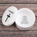 Baby Baptism/Dedication/Christening Keepsake Baptism Gift For Boy, Girl from Godparents Precious Moments Boy With Bear Praying Cross Godchild Baptism Baby Shower Godchild Quotes from Godmother