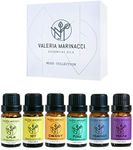 VALERIA MARINACCI Aromatherapy Essential Oils: Set of 6 x 10ml 100% Pure Essential Oils Blends - Sleep, Calm, Energy, Joy, Pure, Harmony - Perfect for Home and Office - Ideal Gift Set