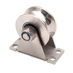 feedal 304 Stainless Steel 2" Sliding Gate Roller Wheel Bearings U Groove Heavy Duty Pulley Wheels for Wheel Track Rail Sliding Sate with Bracket, Loading Capacity 660 lbs