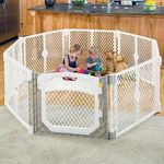 North States Superyard Ultimate Indoor/Outdoor 8-Panel Baby Play Yard. Freestanding 34.4 sq. ft. Enclosure, Ivory