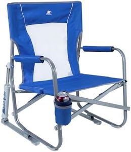 GCI Outdoor Beach Rocker Chair | Collapsible Folding Rocking Chair with Durable Armrests, Drink Holder & Portable Carry Handle — Saybrook Blue